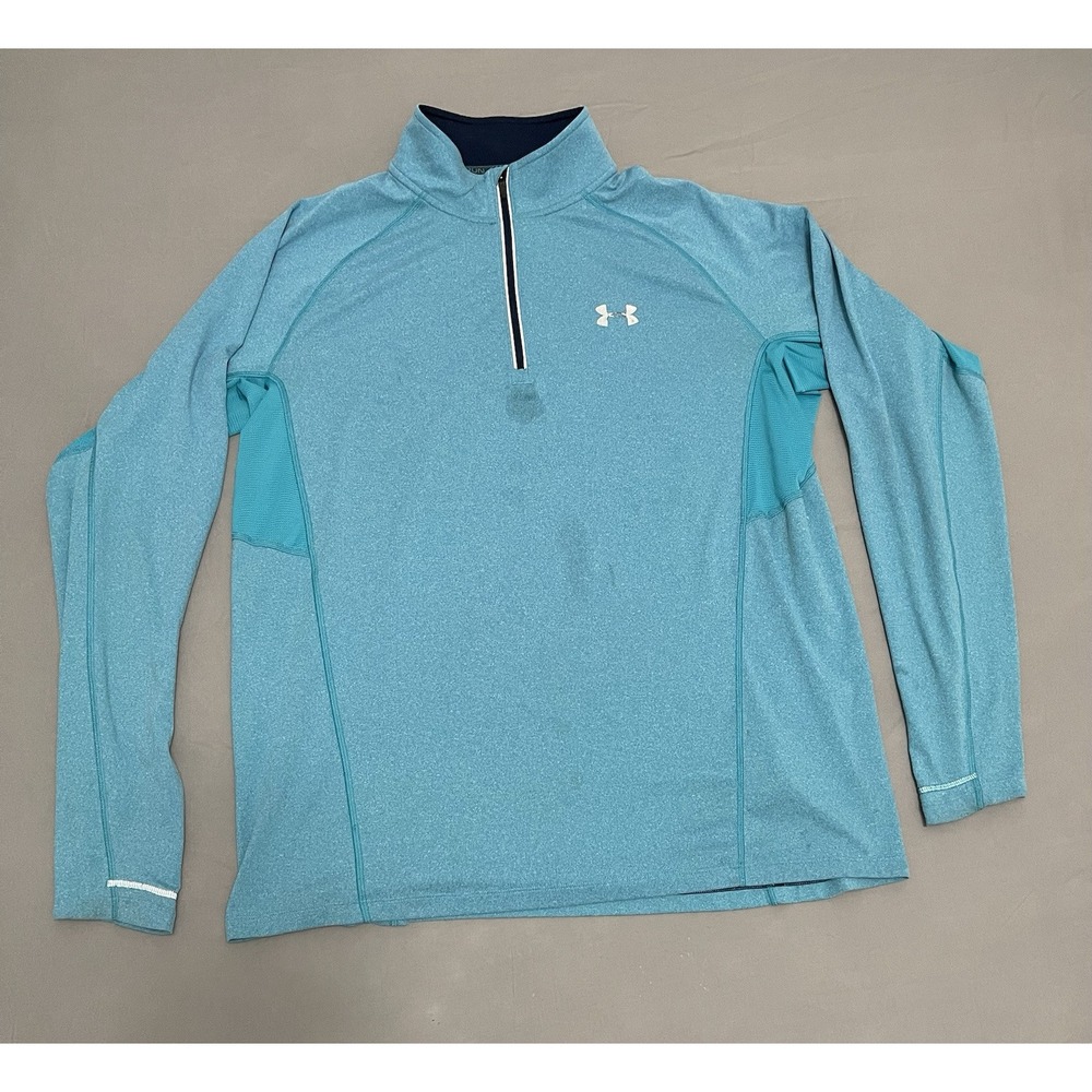 Under Armour Mens XL Run AllSeasonGear Quarter Zip Pullover Teal Heather Stain